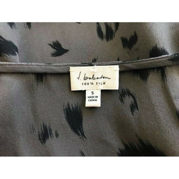 T. BABATON Aritzia 100% Silk Blouse Top Size Small Brown Black Leopard Print EUC - Picture 5 of 6